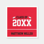 Afstuderen Jaar Rood Wit en Zwart Afstuderen Naam Servet (Voorkant)