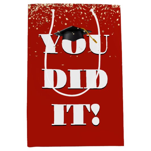 Afstuderen "Je hebt het ondertekend" met Confetti Medium Cadeauzakje (Voorkant)