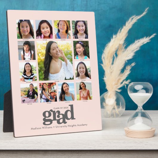 Afstuderen K-12 Blush Pink Photo Collage Modern Fotoplaat (Zijkant)