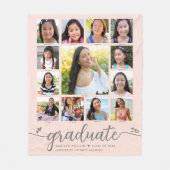 Afstuderen K–12 Blush Pink Script Fotocollage Fleece Deken (Voorkant)