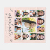 Afstuderen K–12 Blush Pink Script Fotocollage Fleece Deken (Voorkant (Horizontaal))