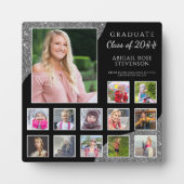 Afstuderen K-12 Foto Collage Black Silver Glitter Fotoplaat (Voorkant)