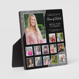 Afstuderen K-12 Foto Collage Black Silver Glitter Fotoplaat