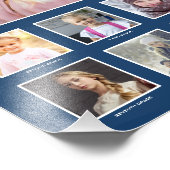 Afstuderen K-12 Foto Collage Blue Metallic Gold Afdruk (Hoek)