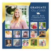 Afstuderen K-12 Foto Collage Blue Metallic Gold Foto Afdruk (Voorkant)