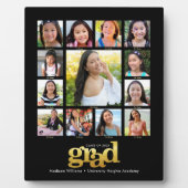 Afstuderen K-12 Foto Collage Modern Black Gold Fotoplaat (Voorkant)