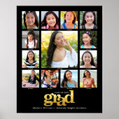 Afstuderen K-12 Foto Collage Modern Black Gold Poster (Voorkant)