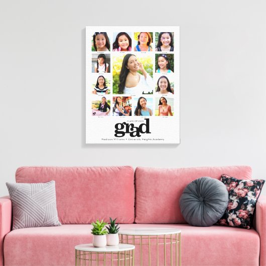 Afstuderen K-12 Foto Collage Modern Black White Canvas Afdruk (Insitu (Woonkamer))