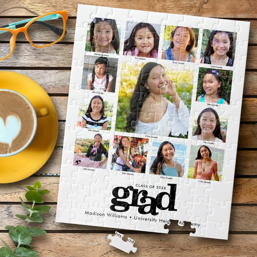 Afstuderen K-12 Foto Collage Modern Black White Legpuzzel