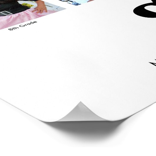 Afstuderen K-12 Foto Collage Modern Black White Poster (Hoek)