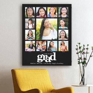 Afstuderen K-12 Foto Collage Modern Bold Black Canvas Afdruk