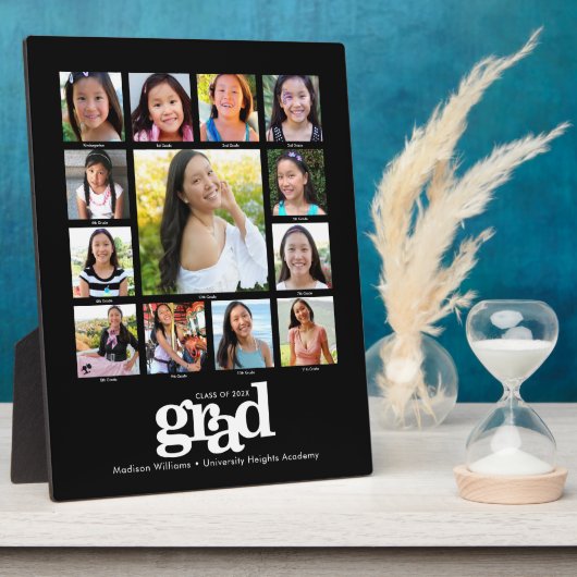 Afstuderen K-12 Foto Collage Modern Bold Black Fotoplaat (Zijkant)