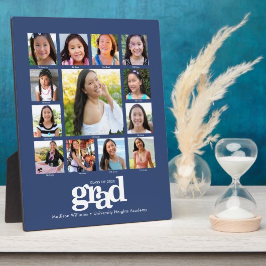 Afstuderen K-12 Foto Collage Modern Bold Blue Fotoplaat (Zijkant)