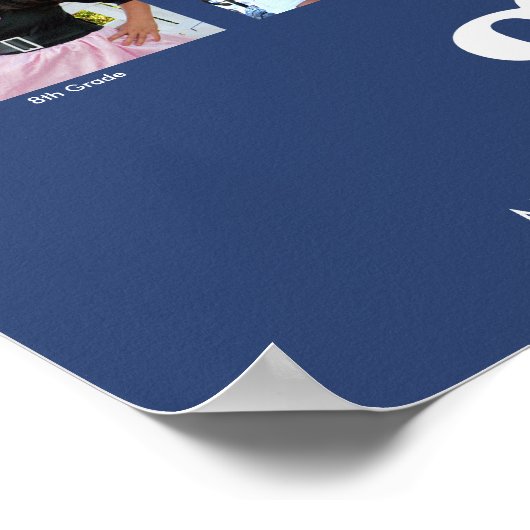 Afstuderen K-12 Foto Collage Modern Bold Blue Poster (Hoek)