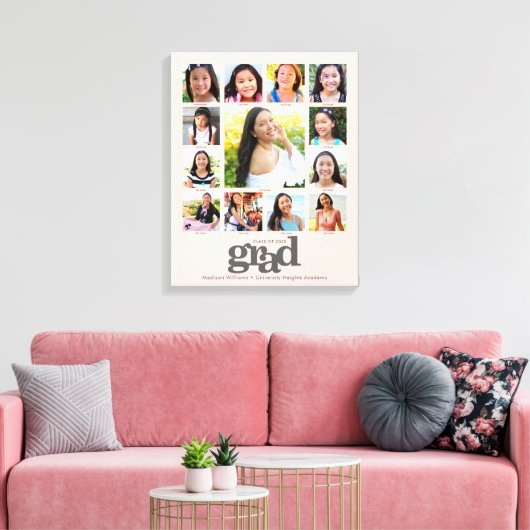 Afstuderen K-12 Fotocollage Blush Roze Vet Canvas Afdruk (Insitu (Woonkamer))