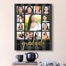 Afstuderen K-12 Fotocollage Zwart Goud Script