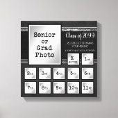 Afstuderen K-12 Foto's zwart en zilver keepomwille Canvas Afdruk (Voorkant)