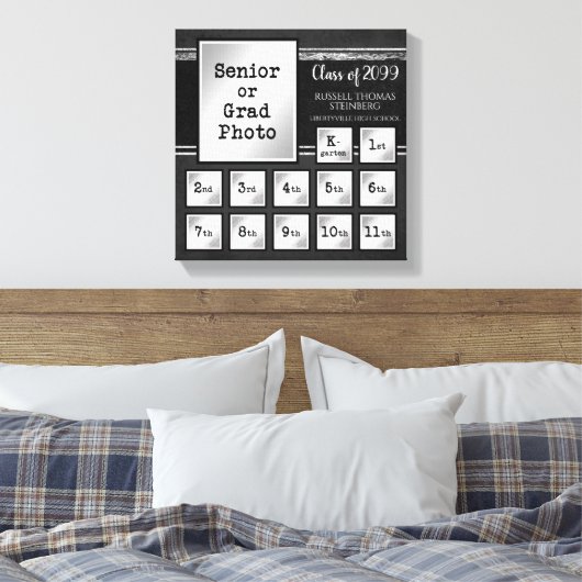Afstuderen K-12 Foto's zwart en zilver keepomwille Canvas Afdruk (Insitu (Slaapkamer))