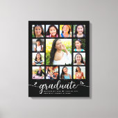 Afstuderen K-12 Modern Script Photo Collage Black Canvas Afdruk (Voorkant)