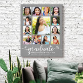 Afstuderen K-12 Modern Script Photo Collage Gray Canvas Afdruk