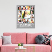 Afstuderen K-12 Modern Script Photo Collage Gray Canvas Afdruk (Insitu (Woonkamer))