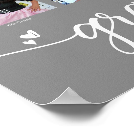 Afstuderen K-12 Modern Script Photo Collage Gray Poster (Hoek)