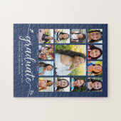Afstuderen K-12 Modern Script Photo Collage Navy Legpuzzel (Horizontaal)
