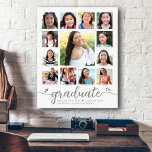 Afstuderen K-12 Modern Script Photo Collage White Canvas Afdruk<br><div class="desc">Wees trots, blij en toon deze mijlpaal van je favoriete afstudeerder. Creëer dit girale, verbluffende, eenvoudige, moderne, gepersonaliseerde afstuderen op de middelbare school K - 12 foto collage poster voor een keepasje dat u altijd zult koesteren. Een leuke, speelse visuele weergave van zacht grijs script handschrift en schattige, speelse harten,...</div>