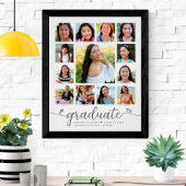 Afstuderen K-12 Modern Script Photo Collage White Poster