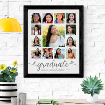 Afstuderen K-12 Modern Script Photo Collage White