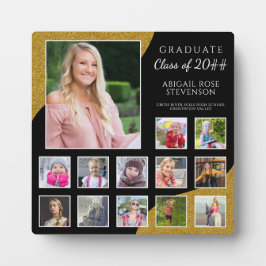 Afstuderen K-12 Photo Collage Black Gold Fotoplaat