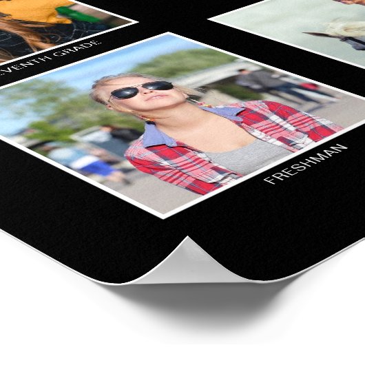 Afstuderen K-12 Photo Collage Black Gold Metallic Poster (Hoek)