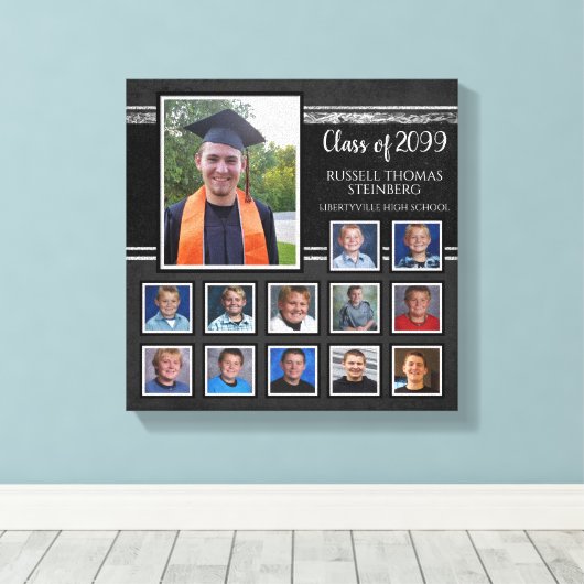 Afstuderen K-12 Photo Collage Keepomwille Canvas Afdruk (Insitu (Houten vloer))
