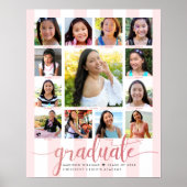 Afstuderen K-12 Photo Collage Roos Gold Script Poster (Voorkant)