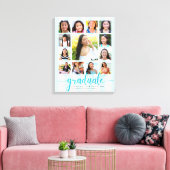 Afstuderen K-12 Photo Collage Turquoise Script Canvas Afdruk (Insitu (Woonkamer))