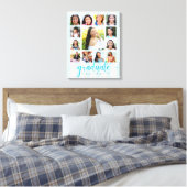 Afstuderen K-12 Photo Collage Turquoise Script Canvas Afdruk (Insitu (Slaapkamer))