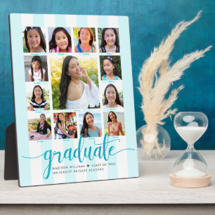 Afstuderen K-12 Photo Collage Turquoise Script Fotoplaat