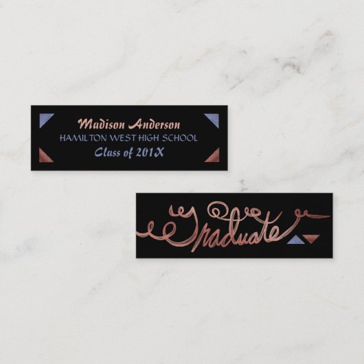 Afstuderen - Kaart Senior jaar Invoegen Roos Gold Contactkaartje (Voorkant / Achterkant)