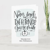 Afstuderen, Kaart voor de waardering van leraar (Voorkant)