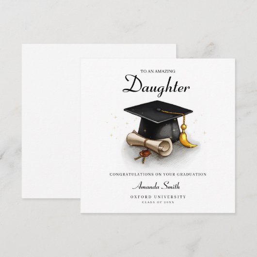 Afstuderen kaart voor dochter, afstuderen kaart (Voorkant / Achterkant)