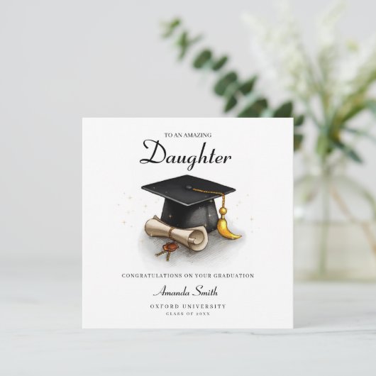 Afstuderen kaart voor dochter, afstuderen kaart (Staand voorkant)