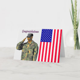 Afstuderen Kaart voor legerkamp Man en vlag