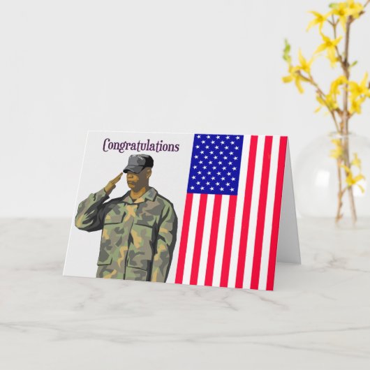 Afstuderen Kaart voor legerkamp Man en vlag (Gele Bloem)