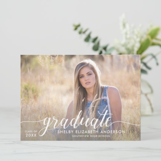 Afstuderen kalligrafie | 2 Foto-Afstuderen Kaart (Staand voorkant)