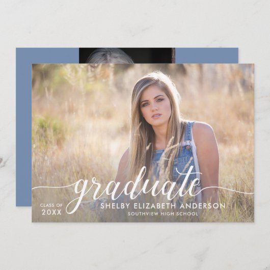 Afstuderen kalligrafie | 2 Foto-Afstuderen Kaart (Voorkant / Achterkant)