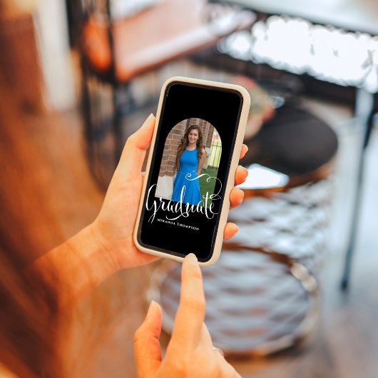 Afstuderen kalligrafiescript Custom Photo Kaart