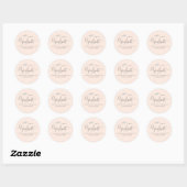 Afstuderen kalligrafiescript Eenvoudig Licht Peach Ronde Sticker (Vel)