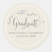 Afstuderen kalligrafiescript Simple Sage Green Ronde Sticker (Voorkant)