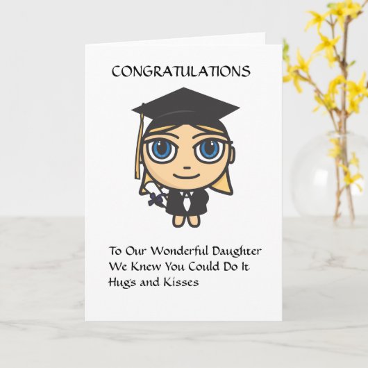 Afstuderen karakter Gefeliciteerd Kaart (Gele Bloem)