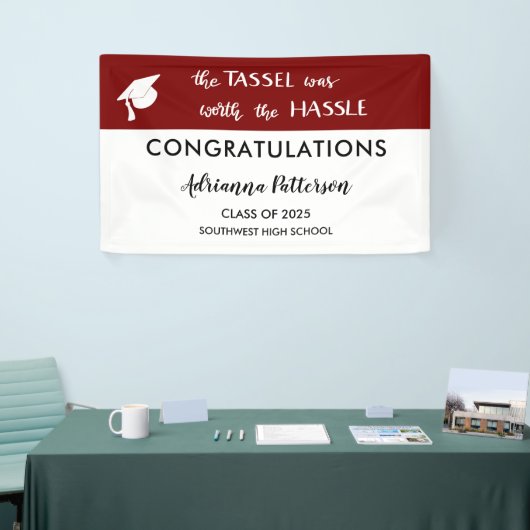 Afstuderen kastanjebruin | De tasel was het gedoe  Spandoek (Beurs)